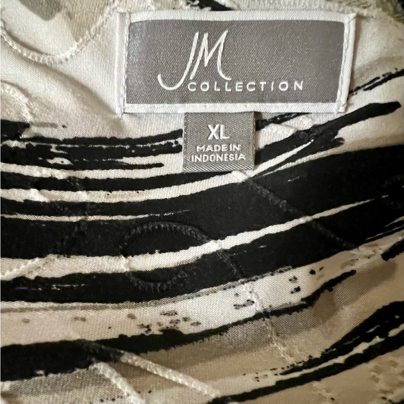 JM Collection, Black & Off White Print, 3/4 Sleeve Top, XL PIT to PIT 22 - Picture 4 of 5